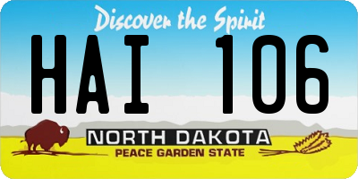 ND license plate HAI106