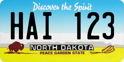 ND license plate HAI123