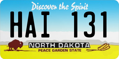 ND license plate HAI131