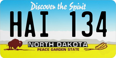 ND license plate HAI134