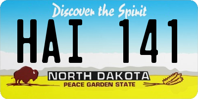 ND license plate HAI141