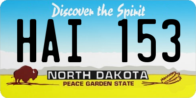 ND license plate HAI153