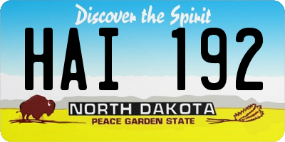 ND license plate HAI192