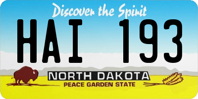 ND license plate HAI193