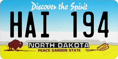 ND license plate HAI194