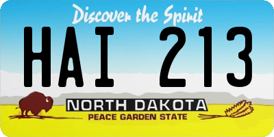 ND license plate HAI213