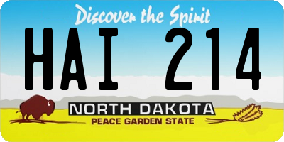 ND license plate HAI214