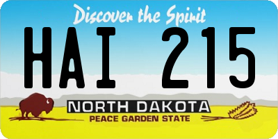 ND license plate HAI215