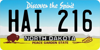 ND license plate HAI216