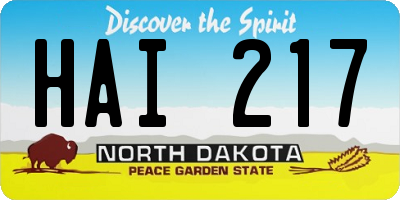 ND license plate HAI217