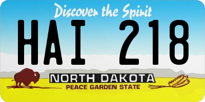 ND license plate HAI218