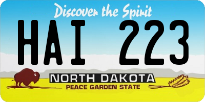 ND license plate HAI223