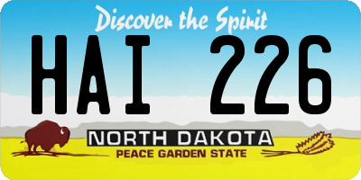 ND license plate HAI226