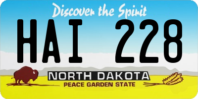 ND license plate HAI228