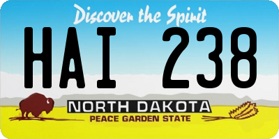 ND license plate HAI238