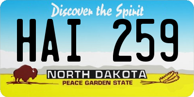 ND license plate HAI259