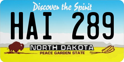 ND license plate HAI289