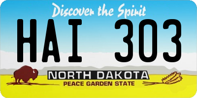 ND license plate HAI303