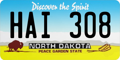 ND license plate HAI308