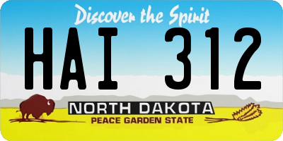 ND license plate HAI312