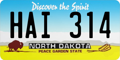 ND license plate HAI314