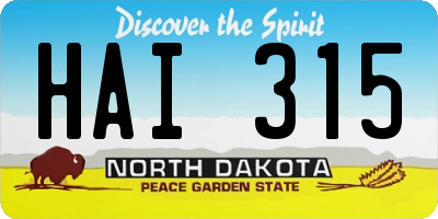 ND license plate HAI315