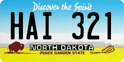 ND license plate HAI321