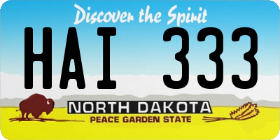 ND license plate HAI333