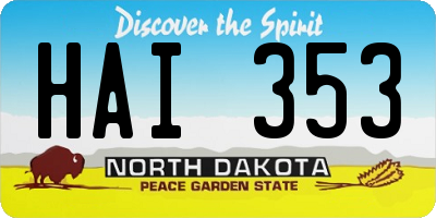 ND license plate HAI353