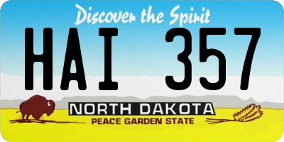 ND license plate HAI357