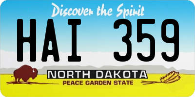 ND license plate HAI359