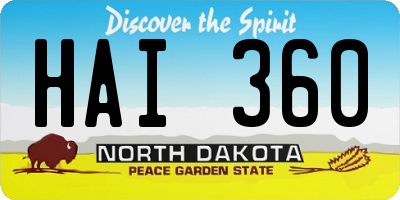 ND license plate HAI360