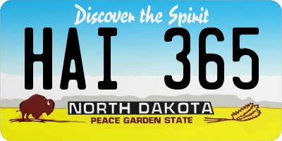 ND license plate HAI365