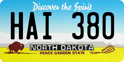 ND license plate HAI380