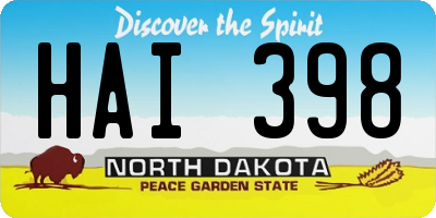 ND license plate HAI398
