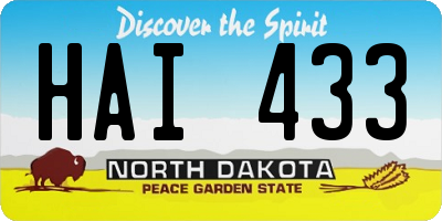 ND license plate HAI433