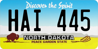 ND license plate HAI445