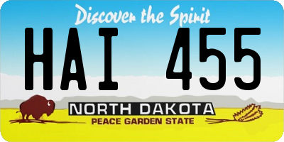 ND license plate HAI455
