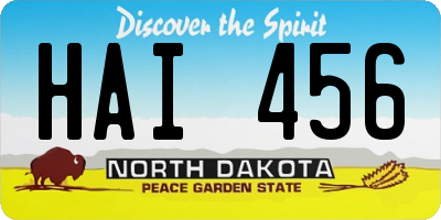 ND license plate HAI456
