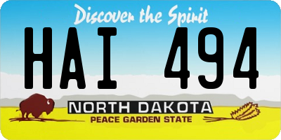 ND license plate HAI494