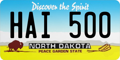 ND license plate HAI500