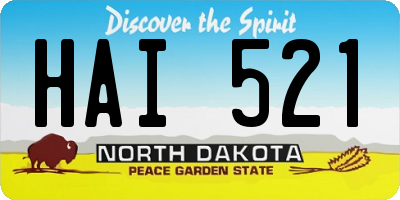 ND license plate HAI521