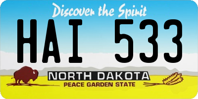 ND license plate HAI533