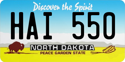 ND license plate HAI550