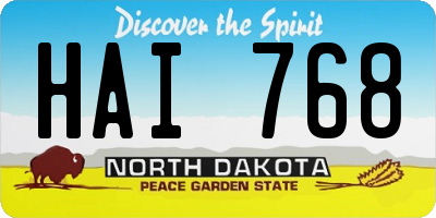 ND license plate HAI768