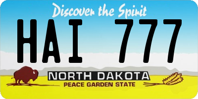 ND license plate HAI777