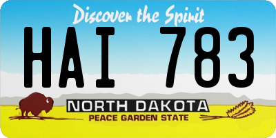 ND license plate HAI783