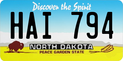 ND license plate HAI794