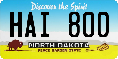 ND license plate HAI800