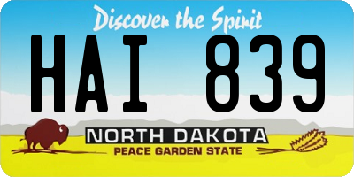 ND license plate HAI839